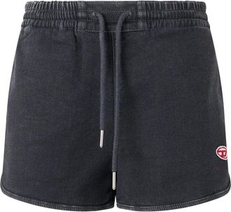 Diesel Shorts met trekkoord en logo - Dames - Korte broeken - Zwart - Maat: L Katoen