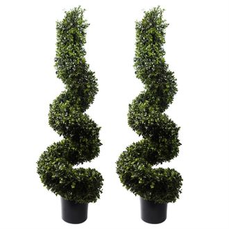 Leaf 120cm Spiral Boxwood Artificial Tree UV Resistant Outdoor in Green