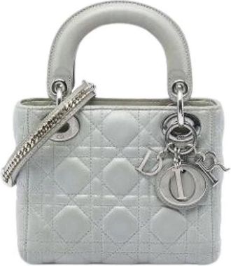 Dior Pre-owned Lady Dior Mini Bag - Dames - Vintage Mini Tas - Grijs - ONE Size - Leer - Vintage