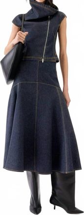 Jacquemus The Triangle De-Nimes Denim Skirt In Dark Navy