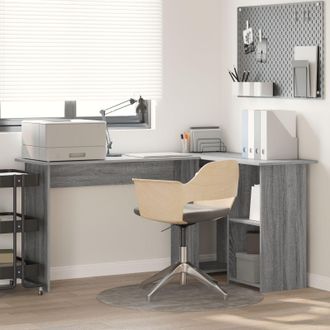 Berkfield Home Grey Computer Desk Grey Sonoma MDF Medium Storage Desk