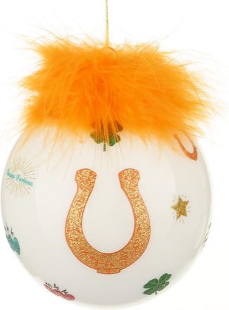 KASANOVA Pallina Natale ferro cavallo arancio 10 cm Good Luck