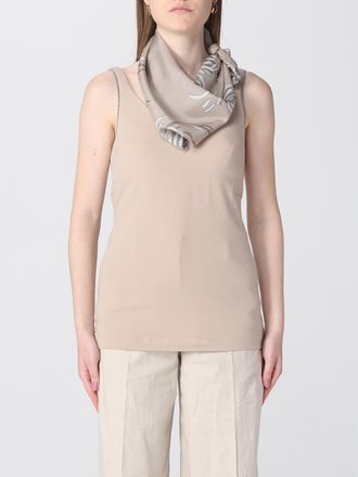 Brunello Cucinelli Womens Beige Silk Floral Scarf Accessories & Slg