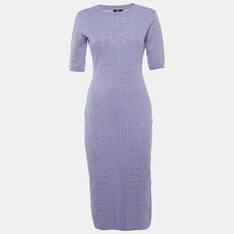 Elisabetta Franchi Lavender Monogram Jacquard Bodycon