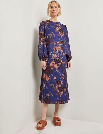 Misook A-Line Printed Woven Maxi Dress