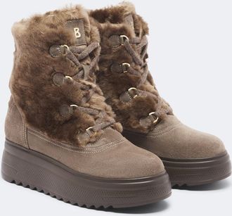 Bogner Stockholm suede and shearling lace-up boots