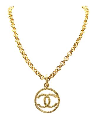 Chanel Collana placcata in oro con pendente Tornado CC 1993