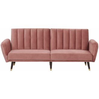 Beliani Beliani - Divano letto in velluto rosa Vimmerby