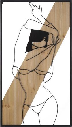 Mauro Ferretti Panel De Pared Strip -a- Hierro Y Madera Cm 50x2x90