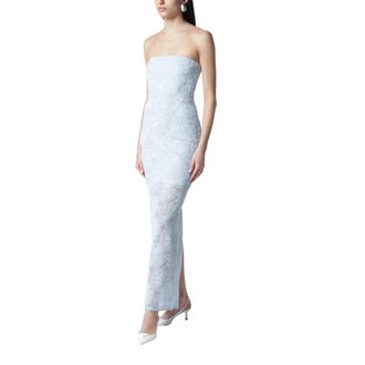 Rotate ROTATE Birger Christensen, Party Dresses, female, Blue, Size: XS Maxi Asymmetric Dress