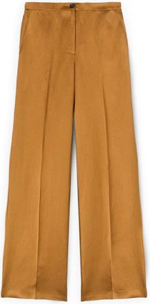 Motivi Broek met wijde pijpen in linnenmix - Dames - Wijde Broeken - Geel - S - Linnen - Broeken