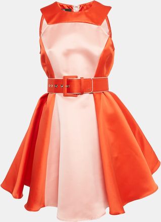 Elisabetta Franchi Orange/pink Satin Flared Mini Dress