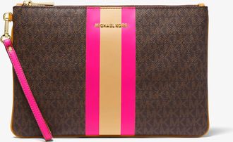 Michael Kors Large Logo Stripe Zip Pouch
