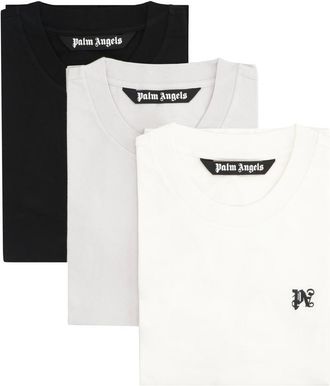 Palm Angels Set Of Three Crew-Neck T-Shirts In Cotton