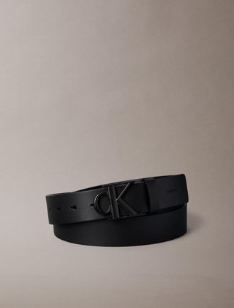 Calvin Klein Lederg&uuml;rtel CALVIN KLEIN CK BUCKLE SMOOTH 35MM, Herren, Gr. 11,5, schwarz, matte schwarz, Web, B&uuml;ffelleder, unifarben, G&uuml;rtel Lederg&uuml;rtel, Gr&ouml;ssenvers
