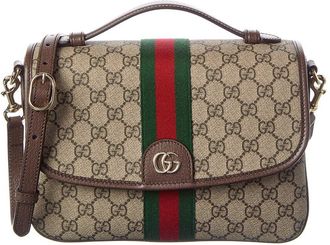 Gucci Ophidia Medium Gg Supreme Canvas & Leather Top Handle Shoulder Bag