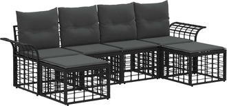 vidaXL Conjunto De Sof&aacute;s De Exterior 6 Uds. Negro Y Gris Oscuro Vidaxl