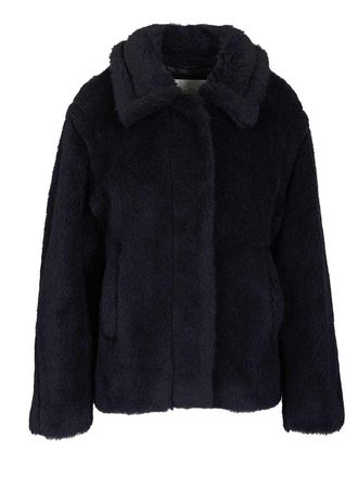 Max Mara Fuggito Short Teddy Single Breast Coat Coats Blu-Donna