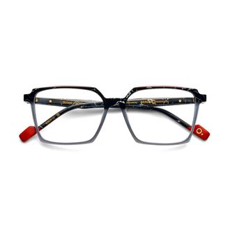 Etnia Barcelona Zeitan Marbled Black Square Frame Sunglasses with Red Accents