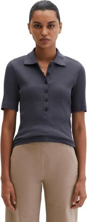 Marc O'Polo Poloshirt MARC OPOLO, Damen, Gr. XS, blau graphite, Rippware, Obermaterial: 61% Baumwolle, 36% Modal, 3% Elasthan, unifarben, slim fit h&uuml;ftlang, Shirt