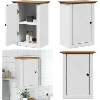 vidaXL Pensile da Bagno BODO Bianco e Marrone 44x30x60 cm - Mobile da parete - Armadio da bagno