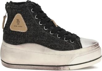 R13 Sneakers met plateauzool en rits - Zwart