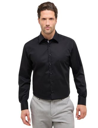 Eterna Overhemd zwart Eterna Comfort Fit klassiek katoen