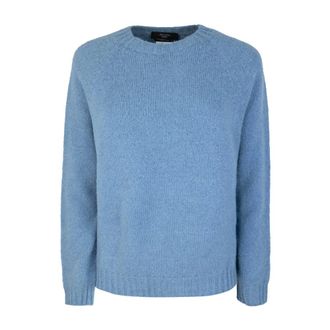 Max Mara Ghiacci Alpaca-Blend Trui - Dames - Ronde hals truien - Blauw - M - Truien & Vesten