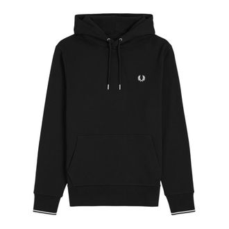 Fred Perry Hoodies, male, Black, Size: 2XL Double Stripe Hoodie