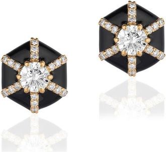 Goshwara Queen Hexagon Stud Earrings in Clear /Black at Nordstrom