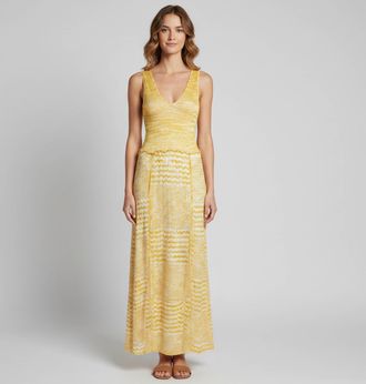 Missoni Yellow Jacquard Knit High Slit Maxi Dress