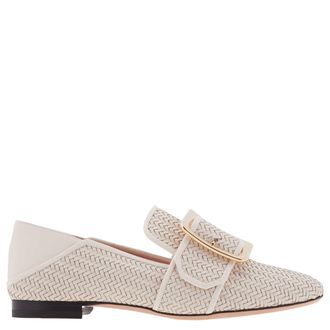 Bally Janelle Interlaced Leather Loafers, Brand Size 35 ( US Size 4.5 )
