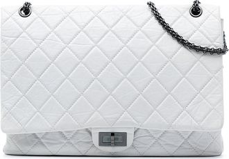 Chanel Pre-owned Womens Maxi Quilted Aged Calfskin Reissue 2.55 Single Flap - White Leather - One Size