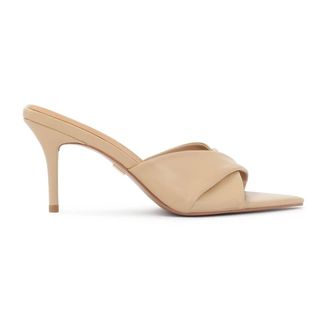 Kazar Elegante stiletto teenslippers met decoratieve overlappende band - Dames - Muiltjes - Beige - 40 EU - Leer - Schoenen
