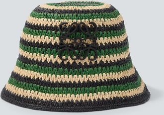 Loewe Paulas Ibiza striped raffia bucket hat