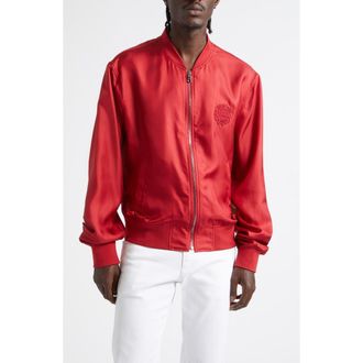 Dolce & Gabbana Silk Satin Baseball Jacket in R0012 Rosso Scuro at Nordstrom, Size 44 Us