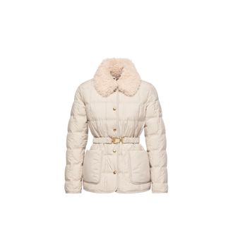 Moncler Moncler Cygnes Belted Short Down Jacket, Women, Beige, Size: 0
