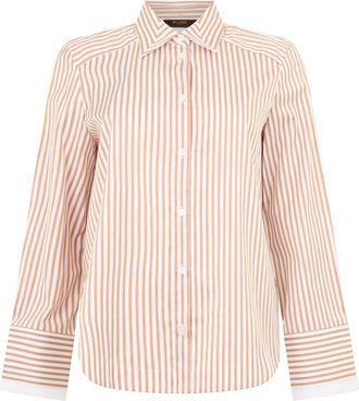 Moorer Gestreepte blouse met lange mouwen - Dames - Overhemden - Veelkleurig - XS - Katoen - Overhemden