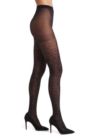 Nordstrom Jacquard Animal Texture Tights in Black at Nordstrom, Size Medium
