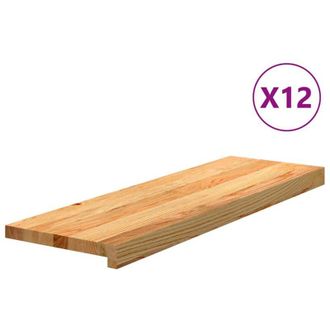 vidaXL Vidaxl - Pelda&ntilde;os De Escalera 12 Uds Madera Maciza Roble Marr&oacute;n Claro