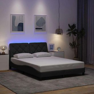vidaXL Vidaxl - Estructura Cama Con Led Sin Colch&oacute;n Tela Gris Oscuro 120x200 Cm