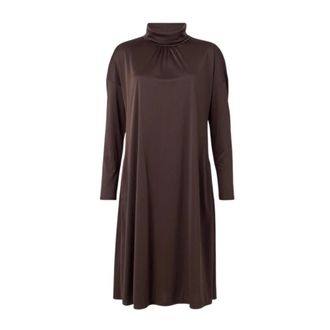 Max Mara Kleedjes, Dames, Bruin, M, Katoen, Midi Jurk voor Overdag