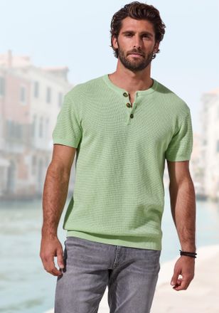 John Devin Henleyshirt JOHN DEVIN - Strickshirt, Herren, Gr. XXL, hellgr&uuml;n, Strick, Obermaterial: 100% Baumwolle, regular fit normal, Rundhals, Rippstrickb&uuml;ndche