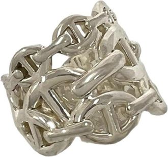 Herm&egrave;s Silver Silver 925 Band Ring (Pre-Owned)