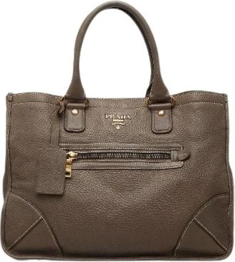Prada Pre-owned Handbags, female, Gray, Size: ONE SIZE Pre-owned Vintage Leather Handbag