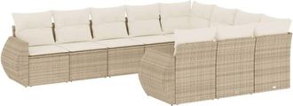 vidaXL Juego De Sof&aacute;s Jard&iacute;n Con Cojines Beige 10 Pzas Rat&aacute;n Sint&eacute;tico Vidaxl
