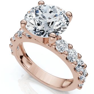 Pompeii3 Certified 4Ct Round Cut Diamond Accent Engagement Ring 14k Gold Lab Grown