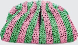 Maria La Rosa Womens Game Striped Crochet Clutch In Pink/green