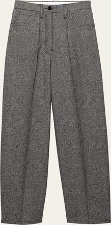 Prada Mid-Rise Prince Of Wales Wool Straight-Leg Pants