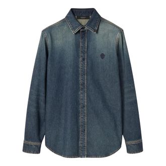 Gucci Overhemden, Heren, Blauw, L, Denim, Washed certified cotton denim shirt